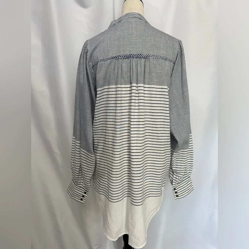 ROLLER RABBIT 100% Linen Striped Balloon Sleeve Tunic Cover Up EUC Size Small